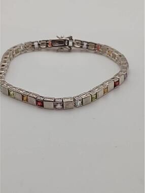 Sterling Silver Multicolor Tennis Bracelet 925 DBJ